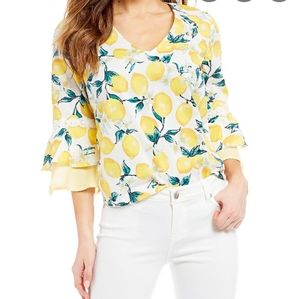Lemon Bell Sleeve Blouse NWT